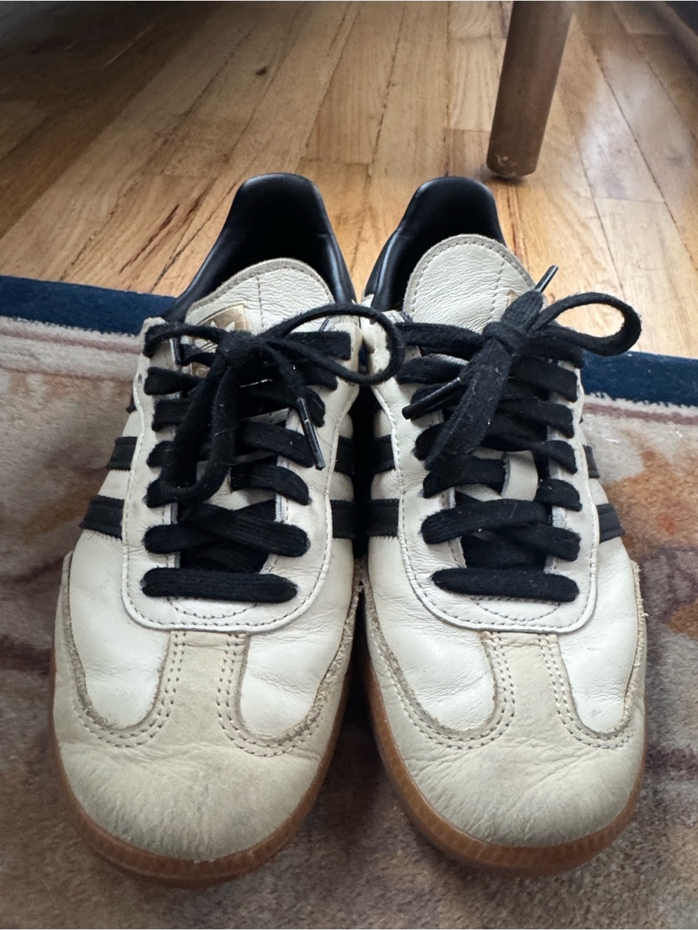 Preloved Classic Adidas Sambas Sneakers in Cream and Black Size 7